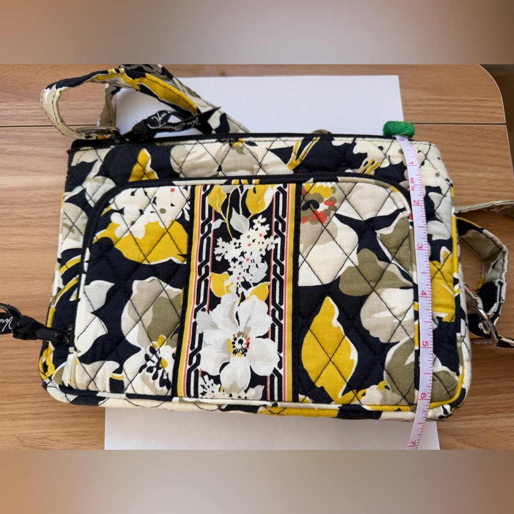 Vera Bradley Floral Crossbody Bag - Yellow & Black, Adjustable Strap - Picture 12 of 16